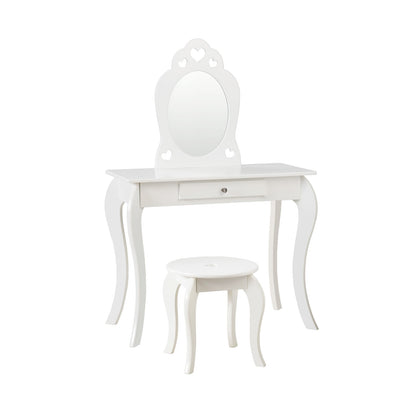 Kids Princess Makeup Dressing Play Table Set with Mirror -Pink