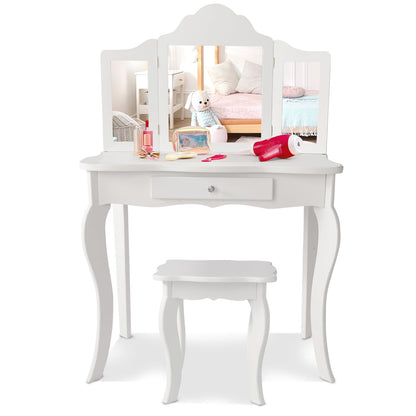 Mini Makeup Dressing Mirror Vanity Table Stool Set