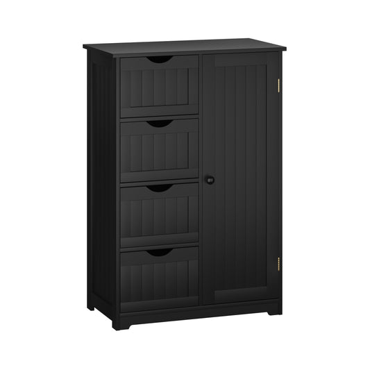 Standing Indoor Wooden Cabinet with 4 Drawers-Black