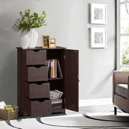 Standing Indoor Wooden Cabinet with 4 Drawers-Black