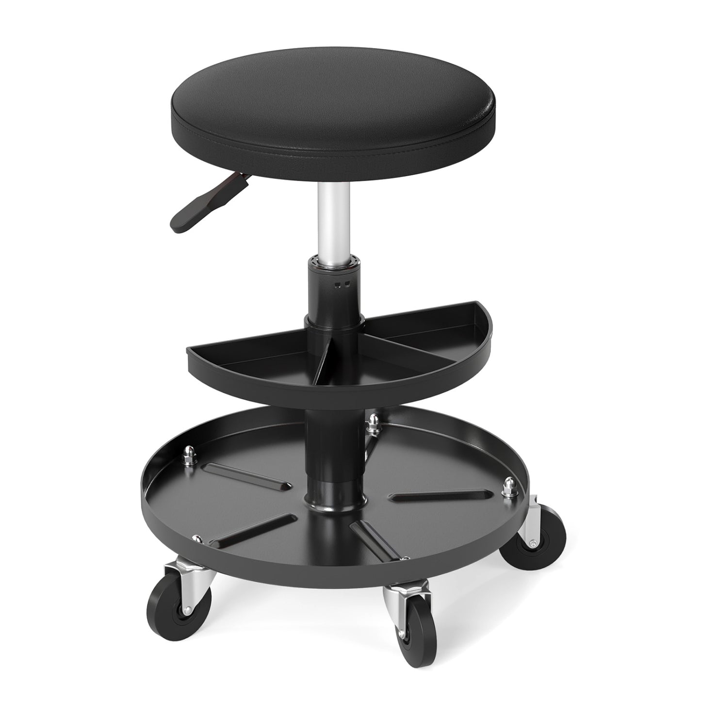 16.5"-22" Adjustable Height Seat Rolling Mechanic Stool with Wheels-Black