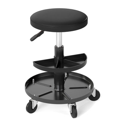 16.5"-22" Adjustable Height Seat Rolling Mechanic Stool with Wheels-Black