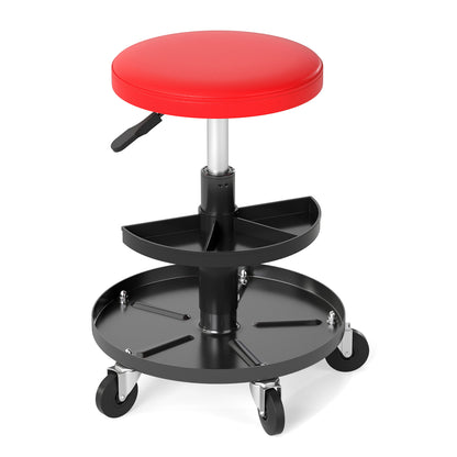 16.5"-22" Adjustable Height Seat Rolling Mechanic Stool with Wheels-Black