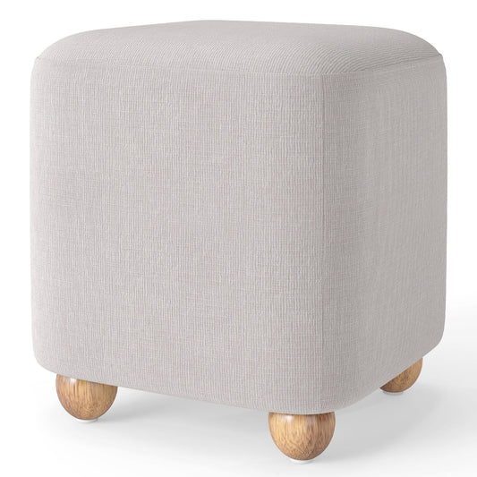 Gray 16.5-inch square storage ottoman with solid rubber wood legs, ideal for living room furniture.