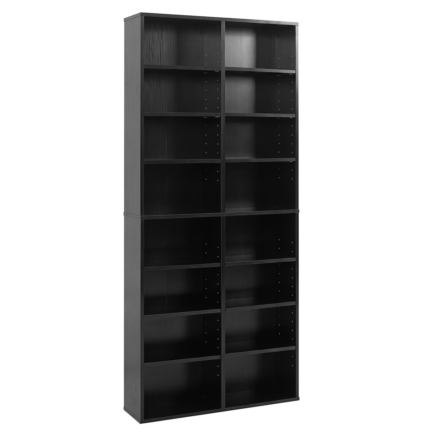 16 Compartment CD Storage Unit 54" Freestanding Open Display Shelf with 12 Removable Shelves-Black