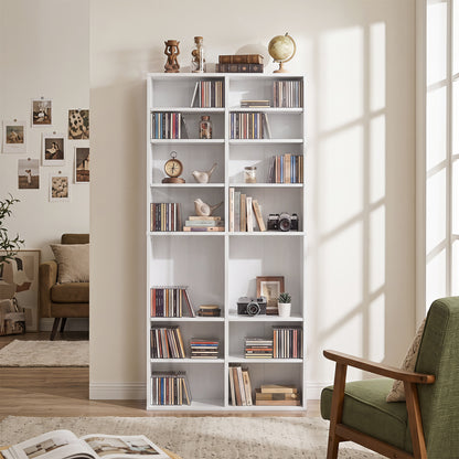 16 Compartment CD Storage Unit 54" Freestanding Open Display Shelf with 12 Removable Shelves-Black