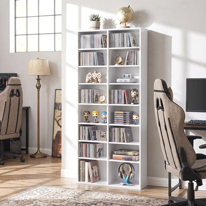 16 Compartment CD Storage Unit 54" Freestanding Open Display Shelf with 12 Removable Shelves-Black