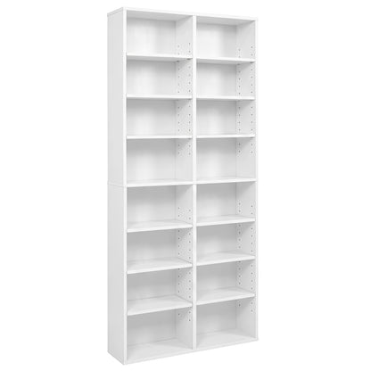 16 Compartment CD Storage Unit 54" Freestanding Open Display Shelf with 12 Removable Shelves-Black