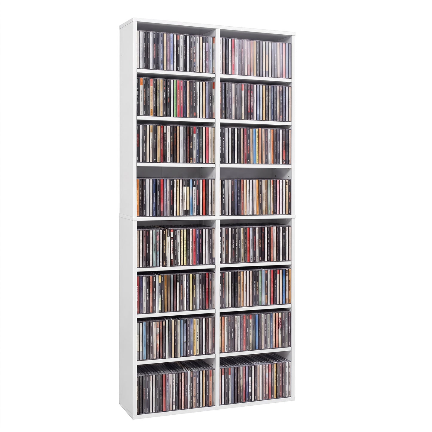 16 Compartment CD Storage Unit 54" Freestanding Open Display Shelf with 12 Removable Shelves-Black