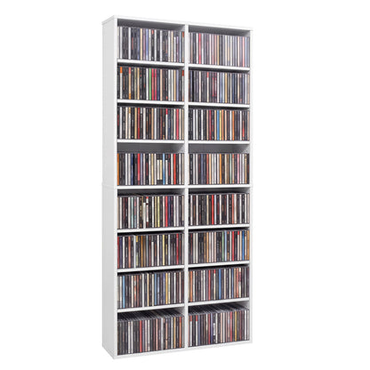 16 Compartment CD Storage Unit 54" Freestanding Open Display Shelf with 12 Removable Shelves-Black