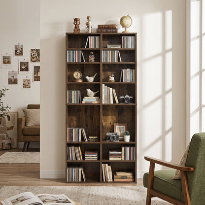 16 Compartment CD Storage Unit 54" Freestanding Open Display Shelf with 12 Removable Shelves-Black