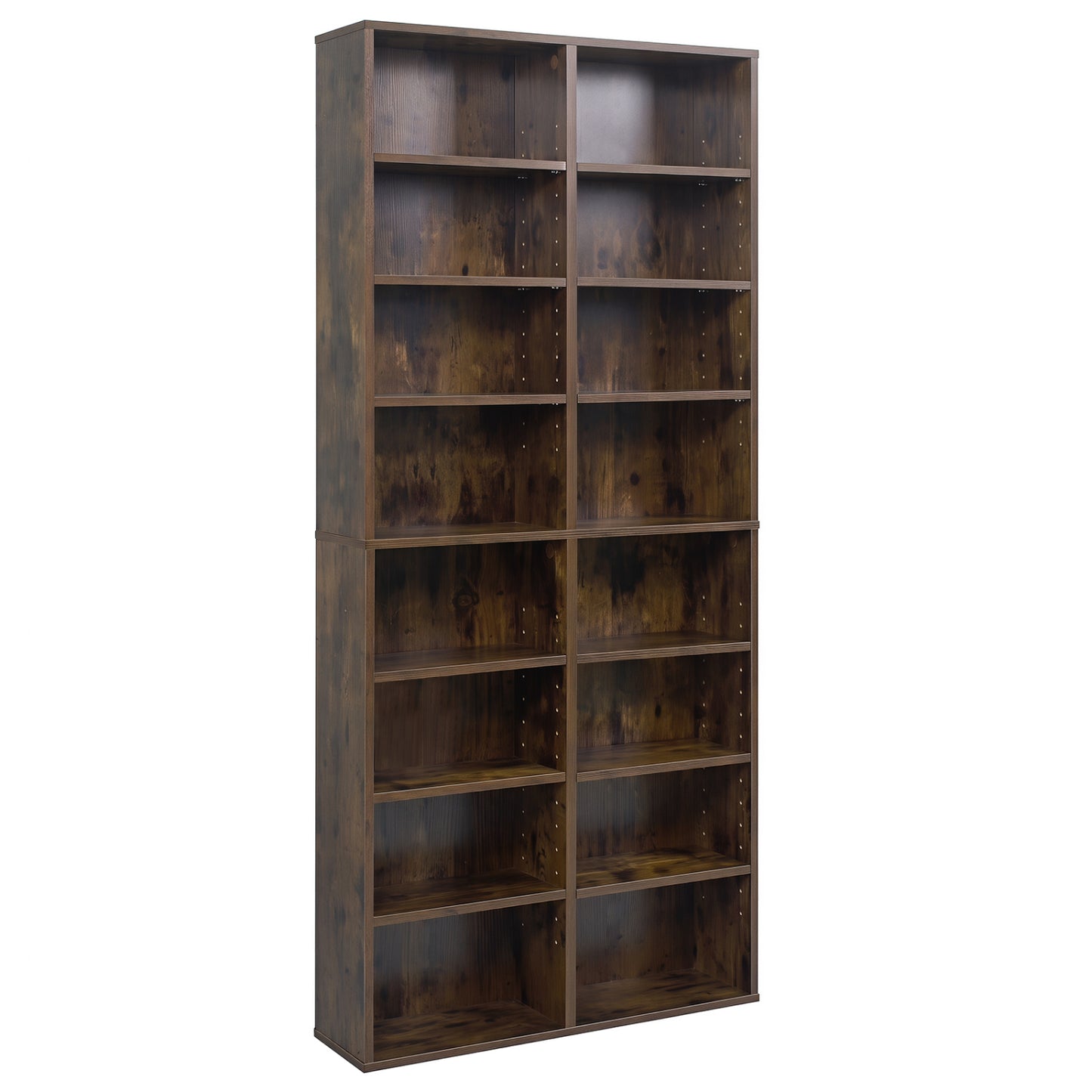 16 Compartment CD Storage Unit 54" Freestanding Open Display Shelf with 12 Removable Shelves-Black