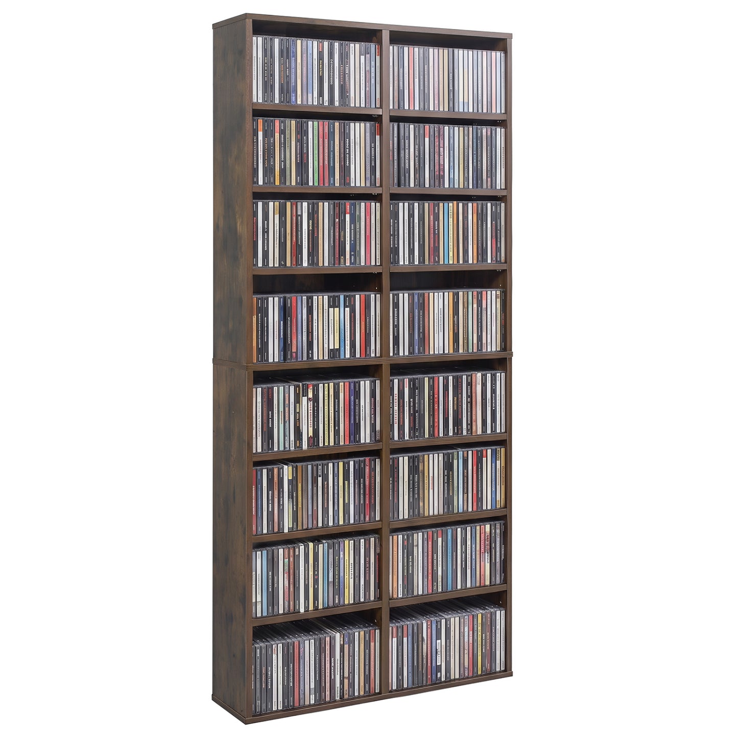 16 Compartment CD Storage Unit 54" Freestanding Open Display Shelf with 12 Removable Shelves-Black