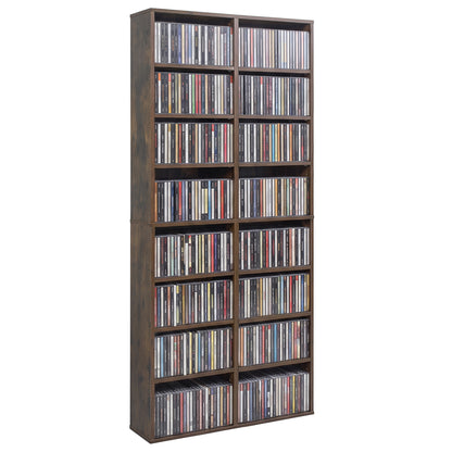 16 Compartment CD Storage Unit 54" Freestanding Open Display Shelf with 12 Removable Shelves-Black