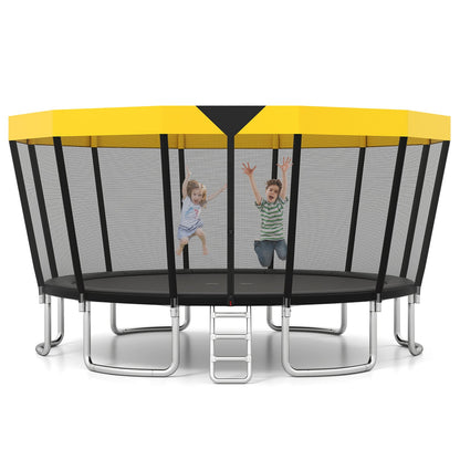 16 FT Outdoor Trampoline ASTM Compliant Recreational Trampoline with Non-Slip Ladder-Yellow