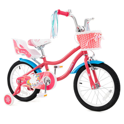14 Inch Girls Bike for 3-5 Years Old Kids Bike with Doll Seat and Training Wheels-14 inches