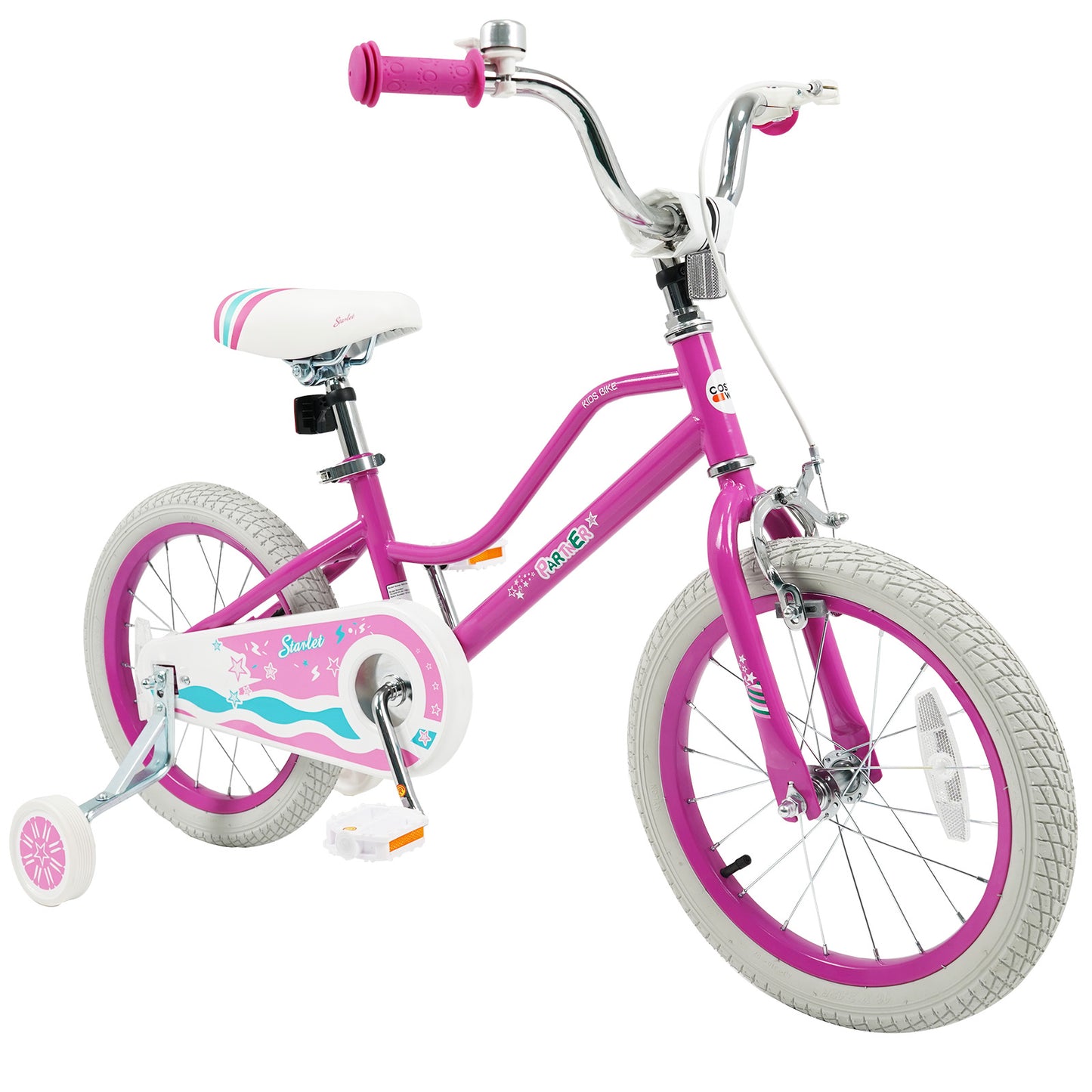 12 Inch Kids Bike for Aged 3-8 Years Old with Adjustable Handlebar Pink- Starlight Wave