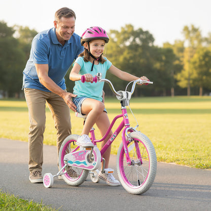 12 Inch Kids Bike for Aged 3-8 Years Old with Adjustable Handlebar Pink- Starlight Wave