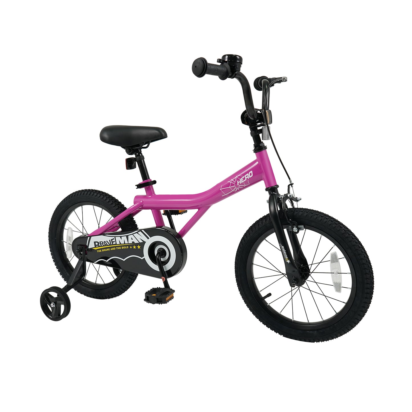 12-Inch Kids Bike with Removable Training Wheels Pink-Brave Hero