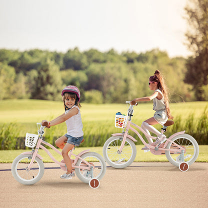 Children Bicycle with Front Handbrake and Rear Coaster Brake-Pink