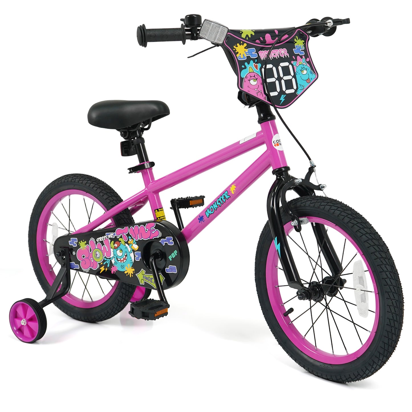 12 Inch Kids Bike with Training Wheels for Ages 3-4 Years Old Pink- Street Art Time