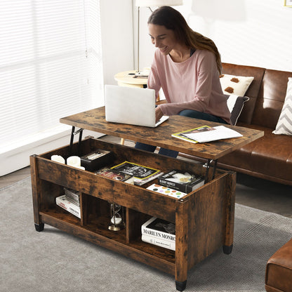 Lift Top Coffee Table with Hidden Storage Compartment-Black