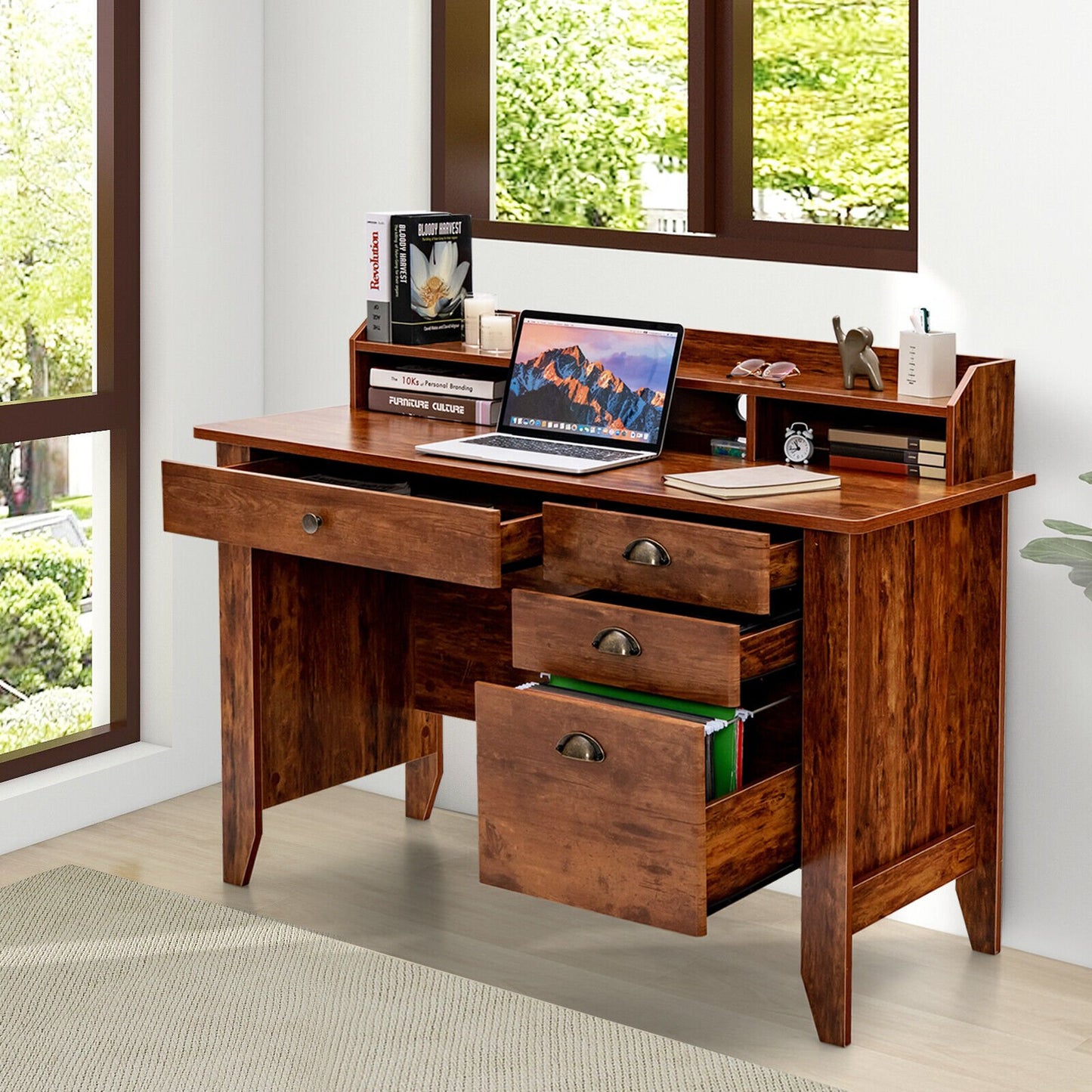 PC Laptop Writing Computer Desk -Black