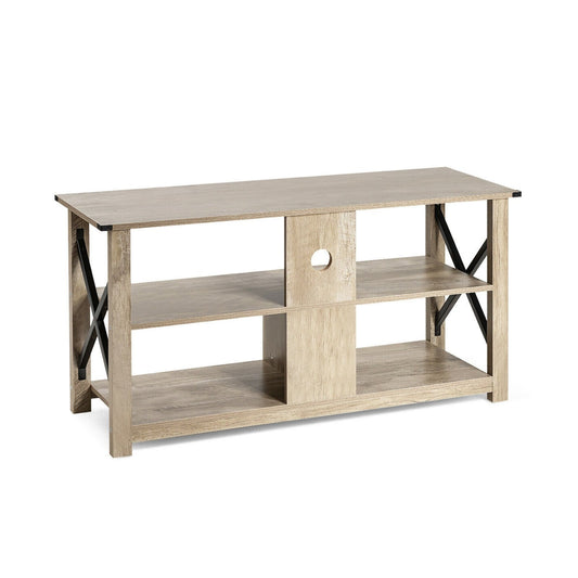 Modern Farmhouse TV Stand Entertainment Center for TV's up to 55-Inch with Open Shelves