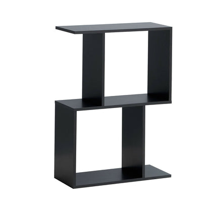 2/3/4 Tiers Wooden S-Shaped Bookcase for Living Room Bedroom Office-4-Tier