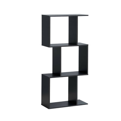 2/3/4 Tiers Wooden S-Shaped Bookcase for Living Room Bedroom Office-4-Tier