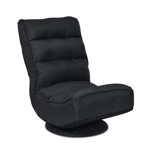 5-Position Folding Floor Gaming Chair-Black