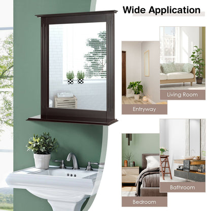 Wall-Mounted Multipurpose Vanity Mirror with Shelf-Black