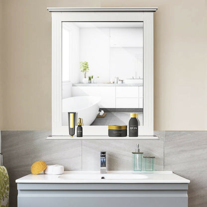 Wall-Mounted Multipurpose Vanity Mirror with Shelf-Black
