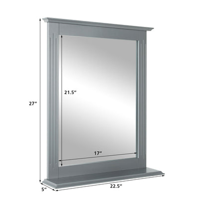 Wall-Mounted Multipurpose Vanity Mirror with Shelf-Gray