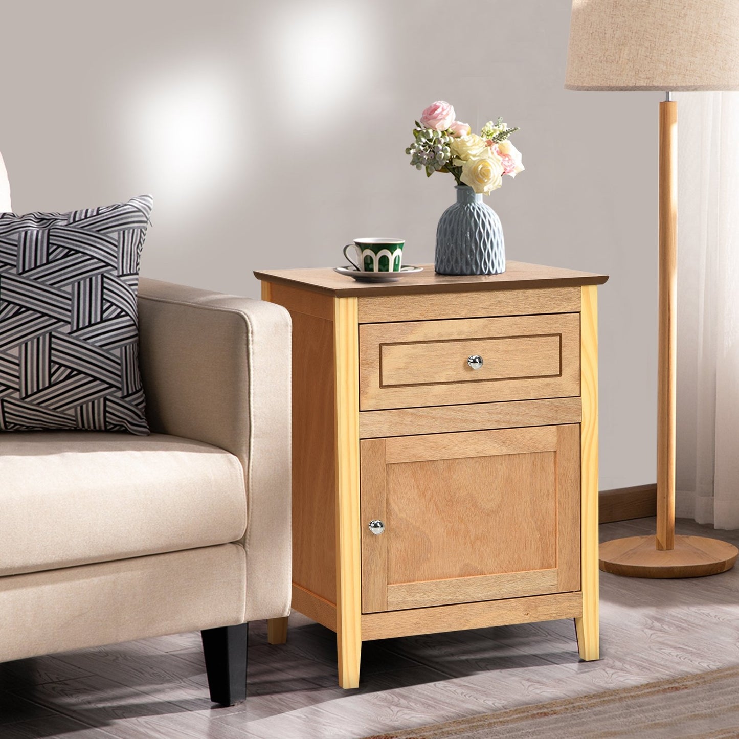 2-Tier Accent Table with Spacious Tabletop-Dark Brown
