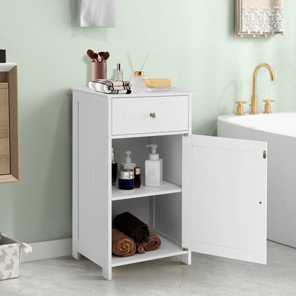 Single Door Bathroom Cabinet with Adjustable Shelf and Drawer-Black