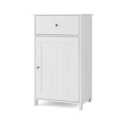 Single Door Bathroom Cabinet with Adjustable Shelf and Drawer-Black