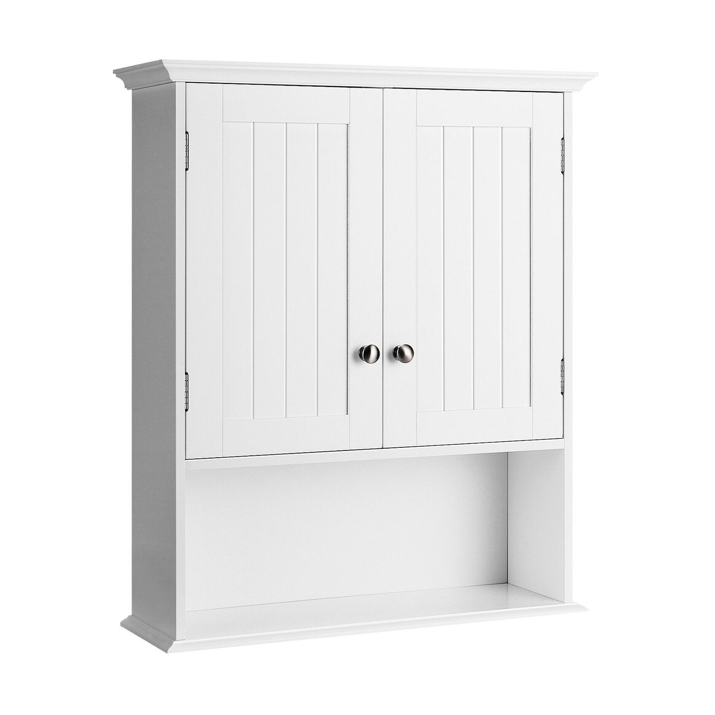 Wall Mount Bathroom Cabinet Storage Organizer with Doors and Shelves-Black