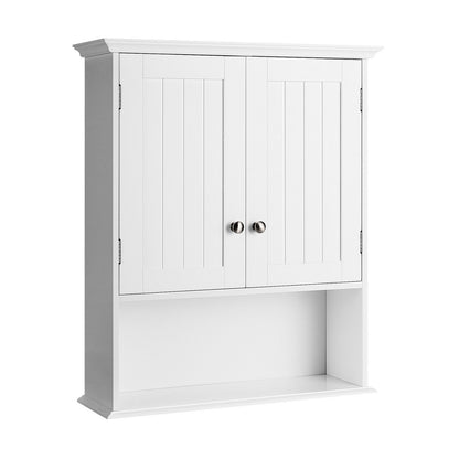 Wall Mount Bathroom Cabinet Storage Organizer with Doors and Shelves-Black