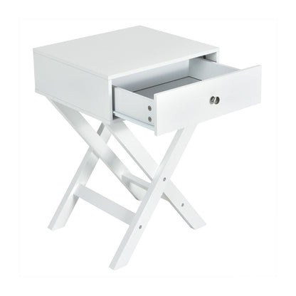 Modern X-Shaped Nightstand with Drawer for Living Room Bedroom-Black