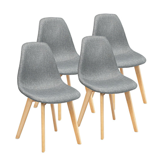 4 Pieces Modern Dining Chair Set with Wood Legs and Fabric Cushion Seat