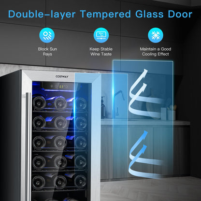 15 Inch 30-Bottle Wine Cooler with Temperature Memory-Silver