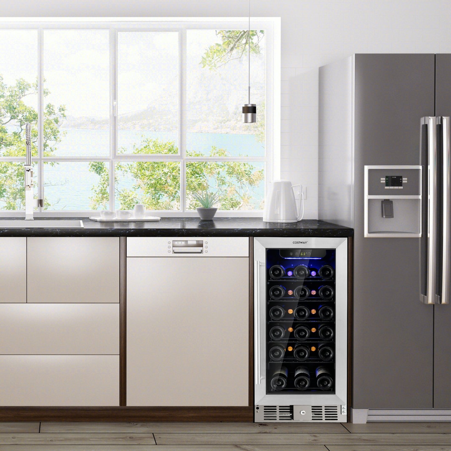 15 Inch 30-Bottle Wine Cooler with Temperature Memory-Silver