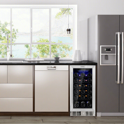 15 Inch 30-Bottle Wine Cooler with Temperature Memory-Silver