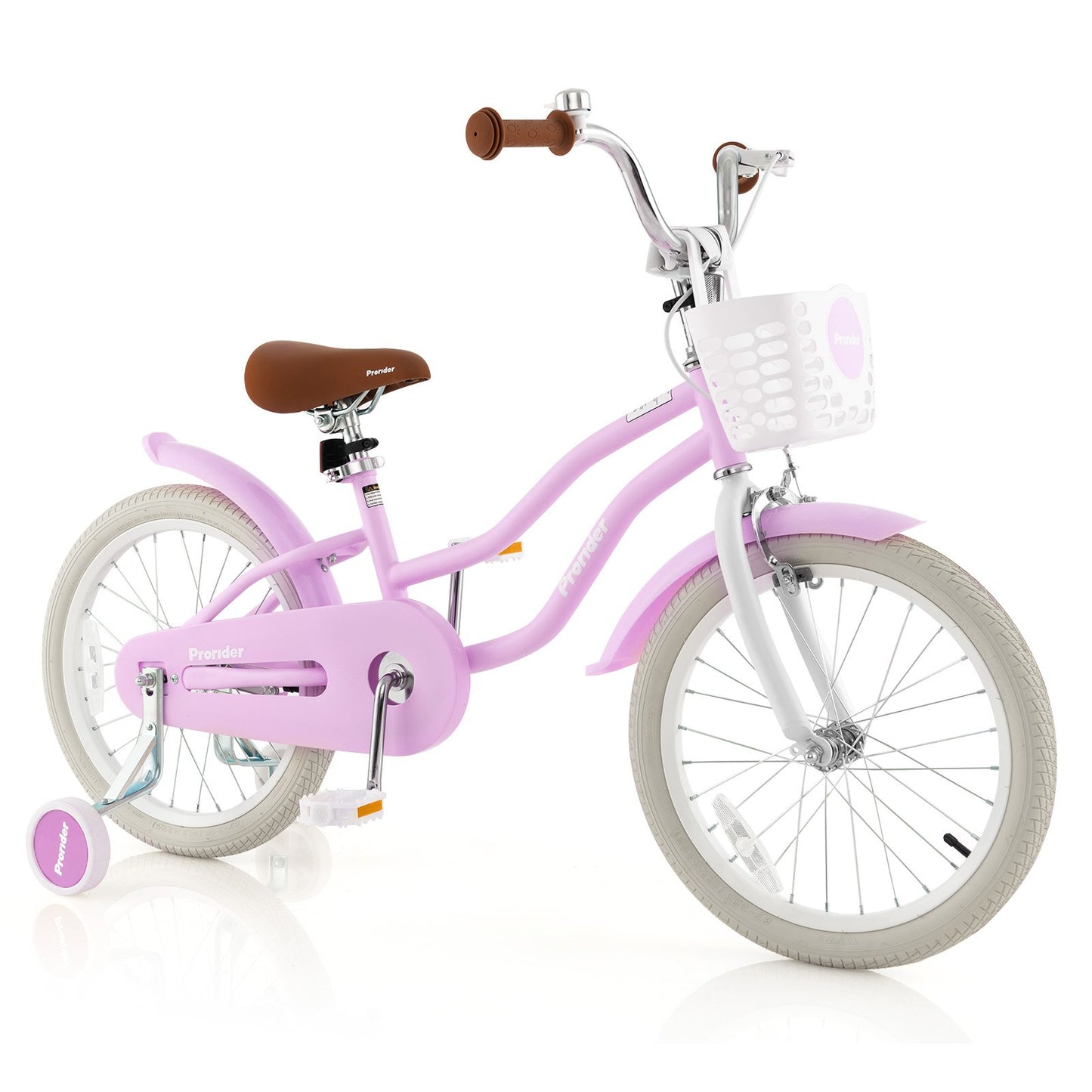 16 Inch Kids Bike with Front Handbrake and 2 Training Wheels-Purple