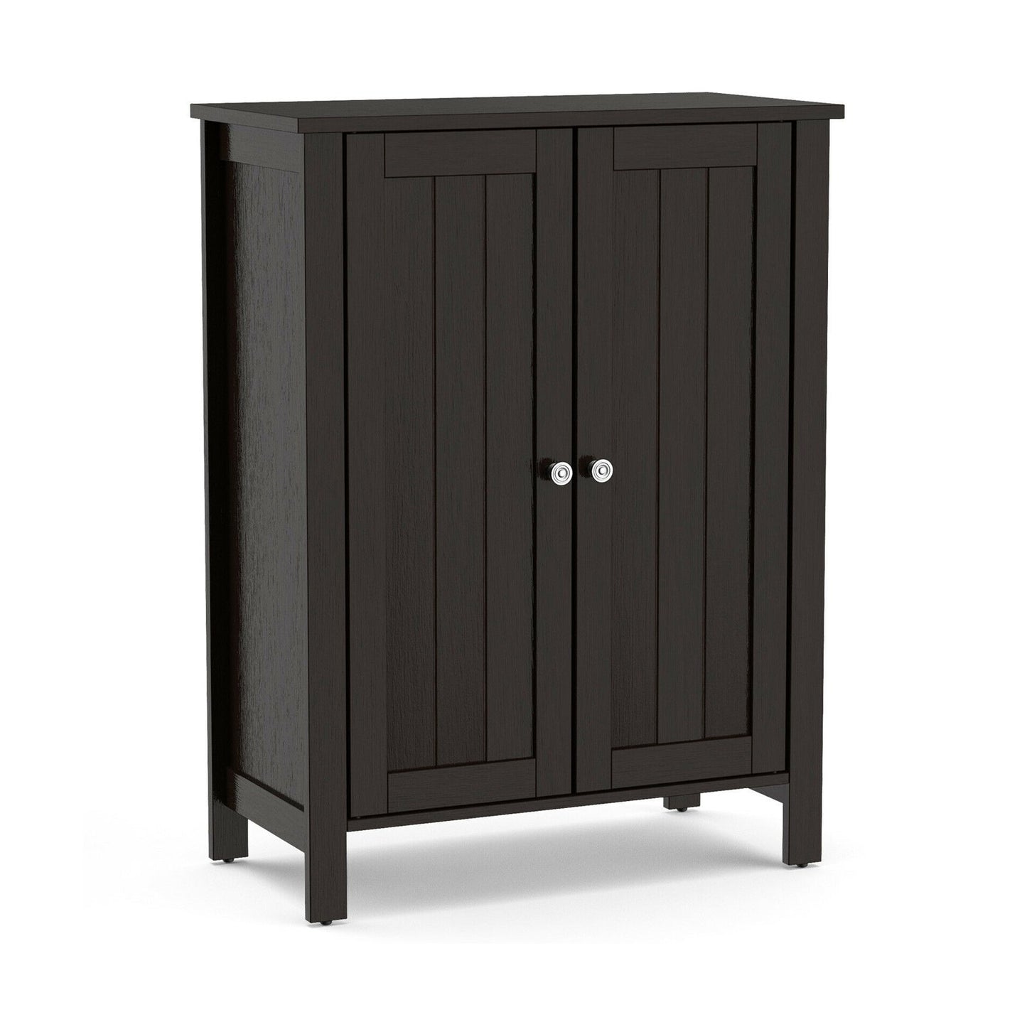 2-Door Bathroom Floor Storage Cabinet Space Saver Organizer-Black