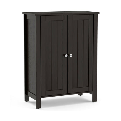 2-Door Bathroom Floor Storage Cabinet Space Saver Organizer-Black