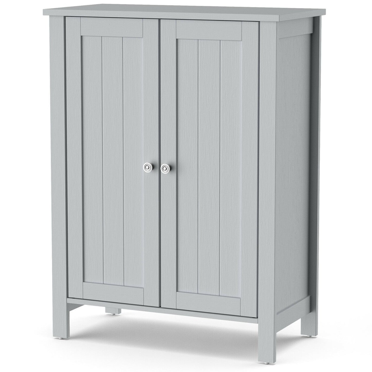 2-Door Bathroom Floor Storage Cabinet Space Saver Organizer-Black