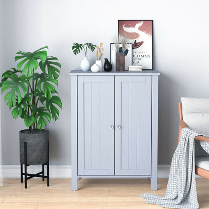 2-Door Bathroom Floor Storage Cabinet Space Saver Organizer-Black