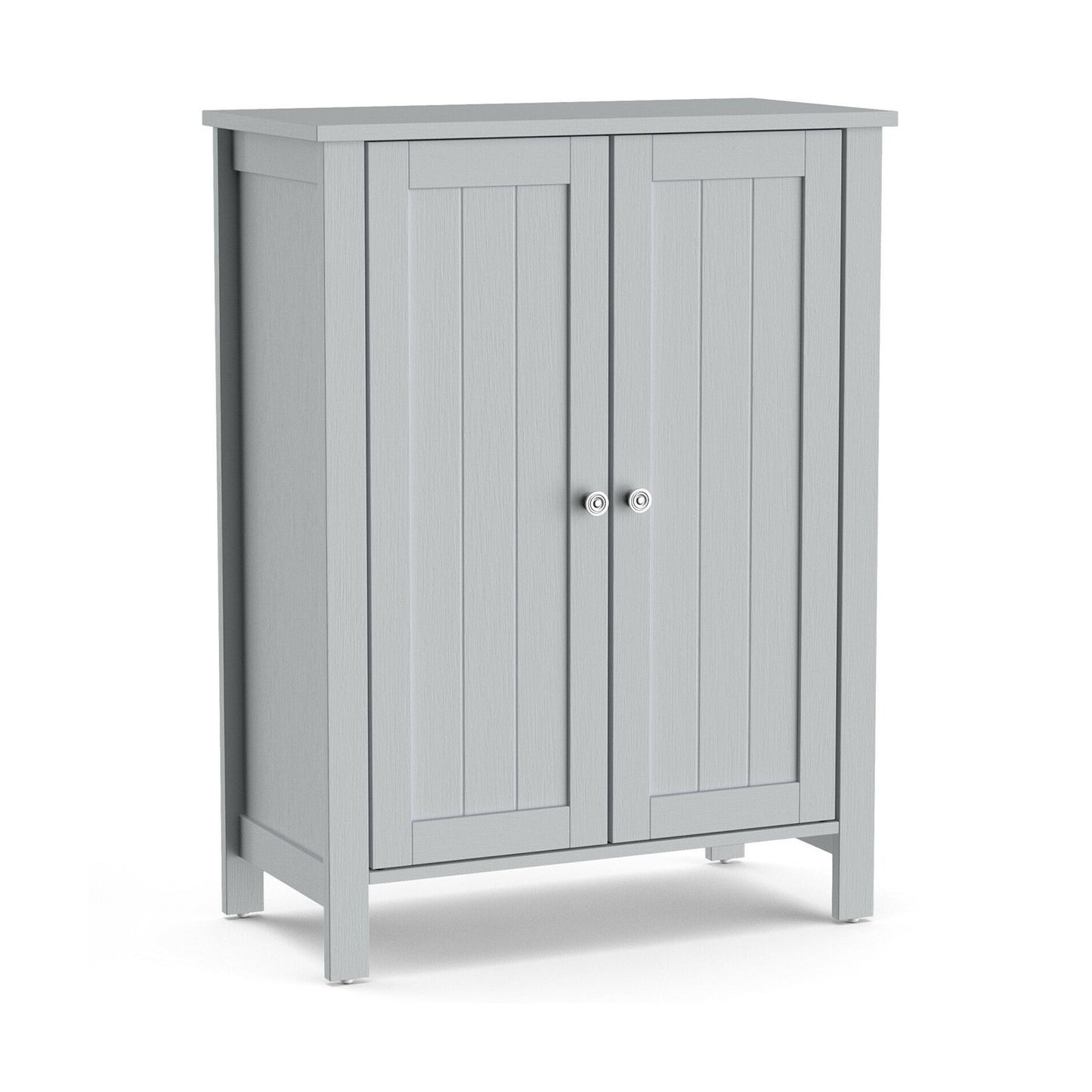 2-Door Bathroom Floor Storage Cabinet Space Saver Organizer-Black
